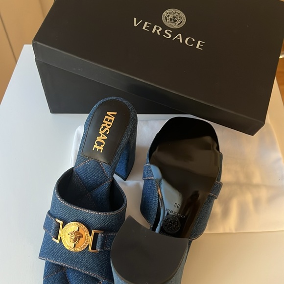 Versace Denim Heeled Sandals - Picture 8 of 8